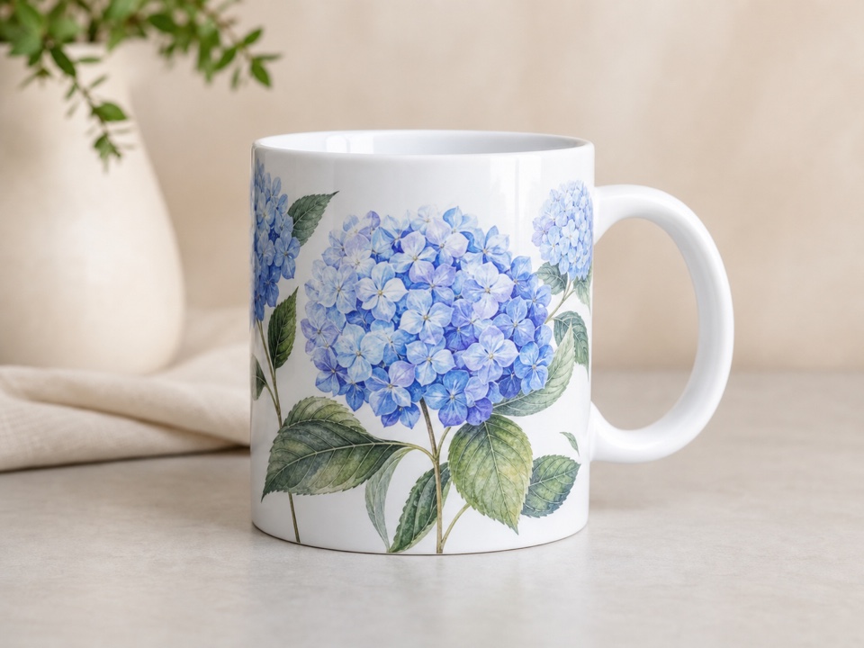 custom blue floral mug