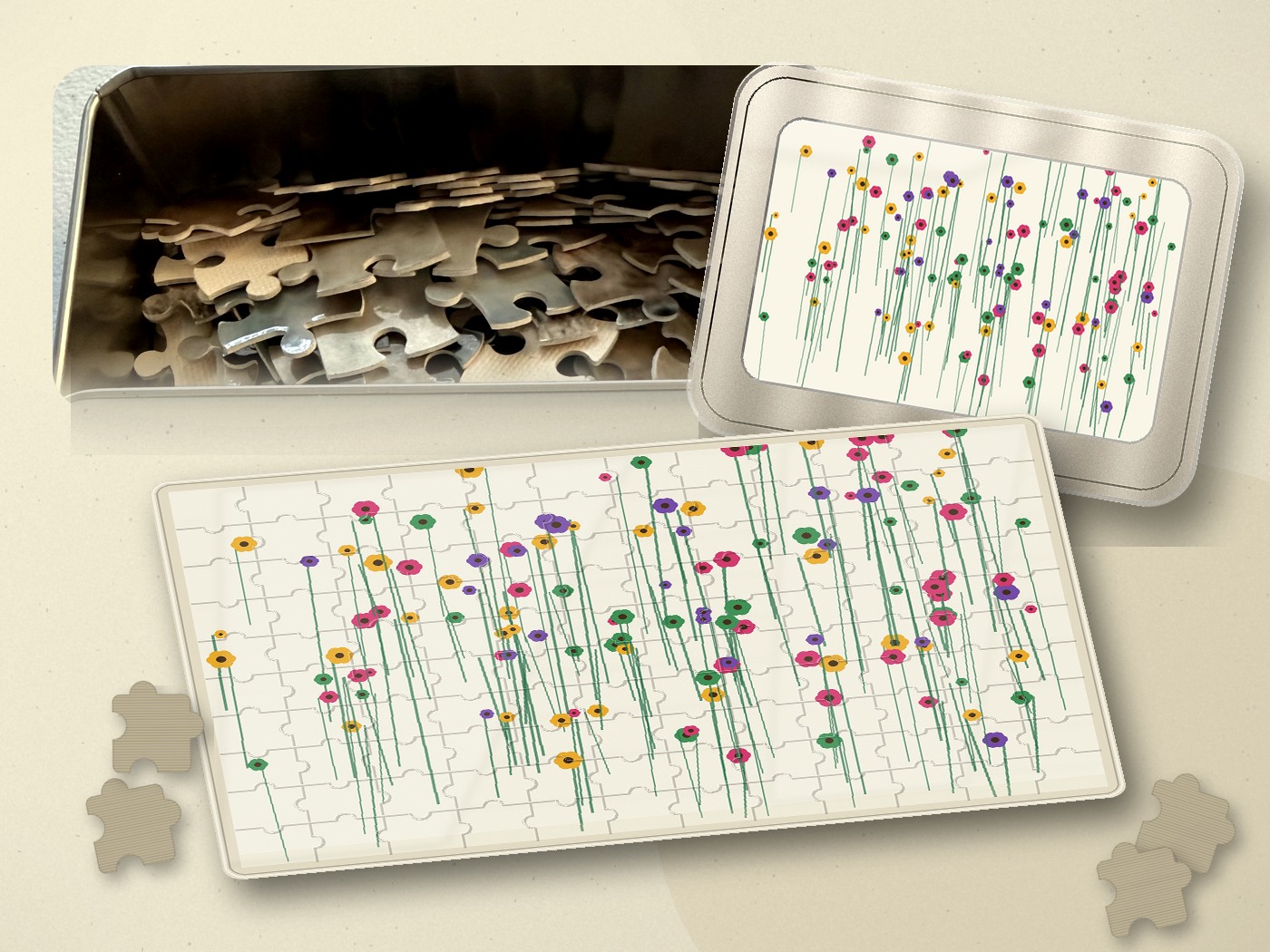 120 piece custom puzzle with matching storage box