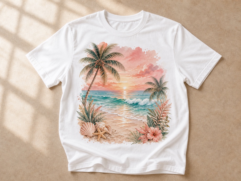 T-shirt with beach palm graphic
