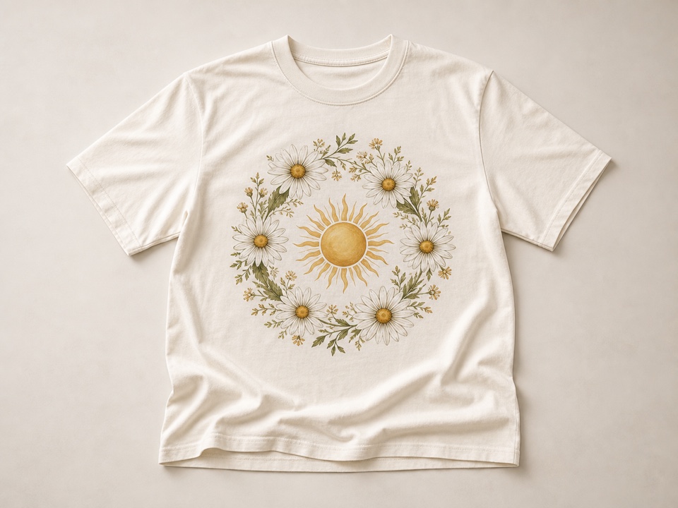 T-shirt with daisy sunshine front graphic
